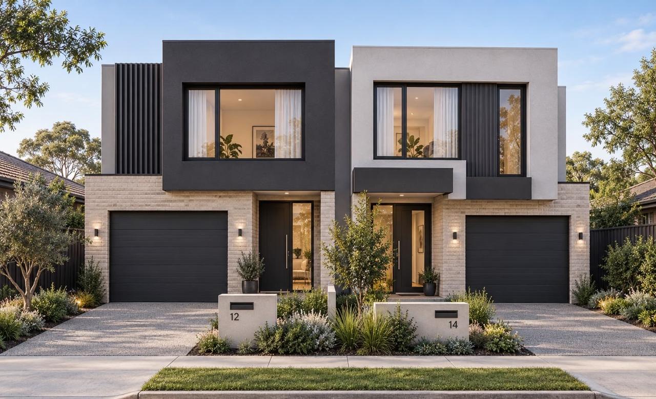 Diamond Avenue Townhouses, Artist's impression, facade option 2: contemporary contrast